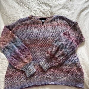 Aqua Ombré Multi-Color Textured Knit Women's Sweater